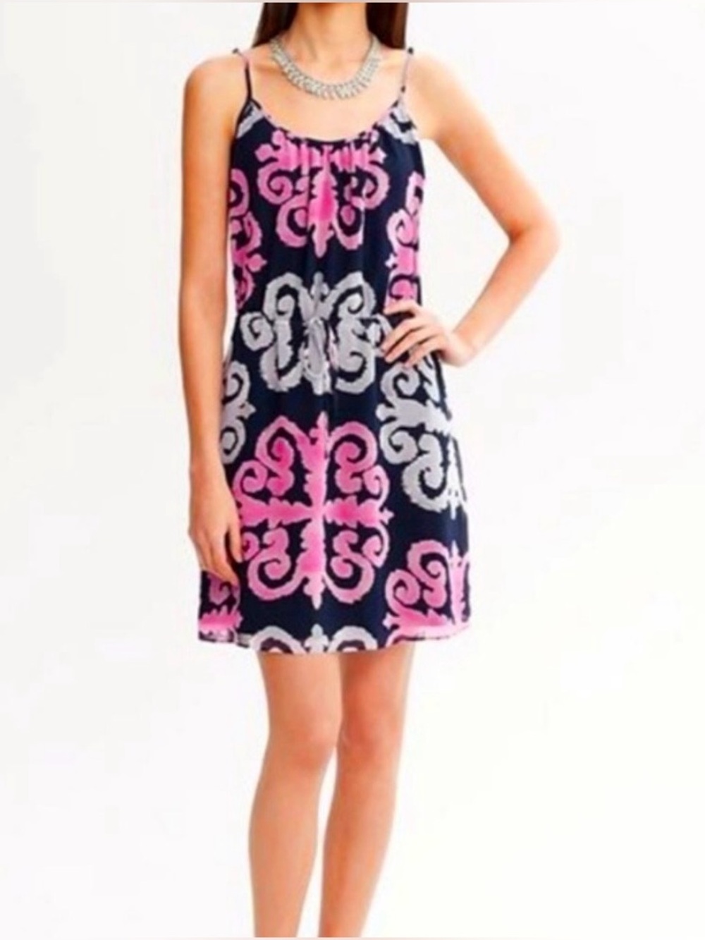 NWT Banana Republic Milly collection collaboration Navy pink cocktail dress Sz 8